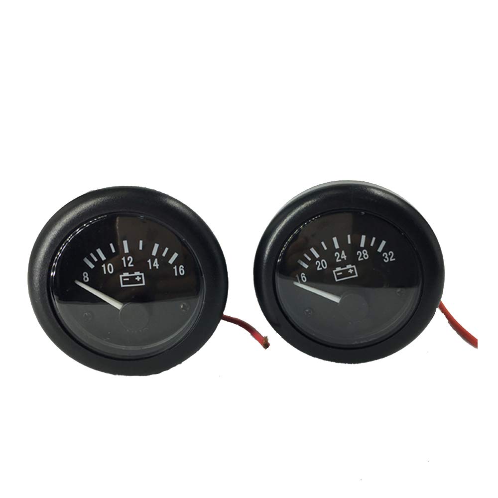 24V Voltmeter Gauge Voltage Meter 8V~16V 16V~32V 2"/52mm w/Harness