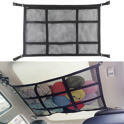 Cargo Net for Van, Van Storage, Double Layer Mesh Car Boot Organiser, Large Capacity Car Roof Storage Nets for Campervans, Foldable Lorry Camping Accessories interior Gadgets （90 * 65cm）