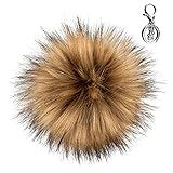 MAGIMODAC Fellbommel Kunstfell Bommel Anhänger 9cm bis 14cm für Mützen Beanies Tasche (Dunkelbraun, 13)