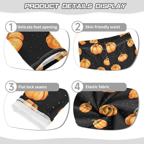 Orange Pumpkin Black Girls Casual Leggings for Kids Printed Long Pant Bottoms Stretch and Soft3