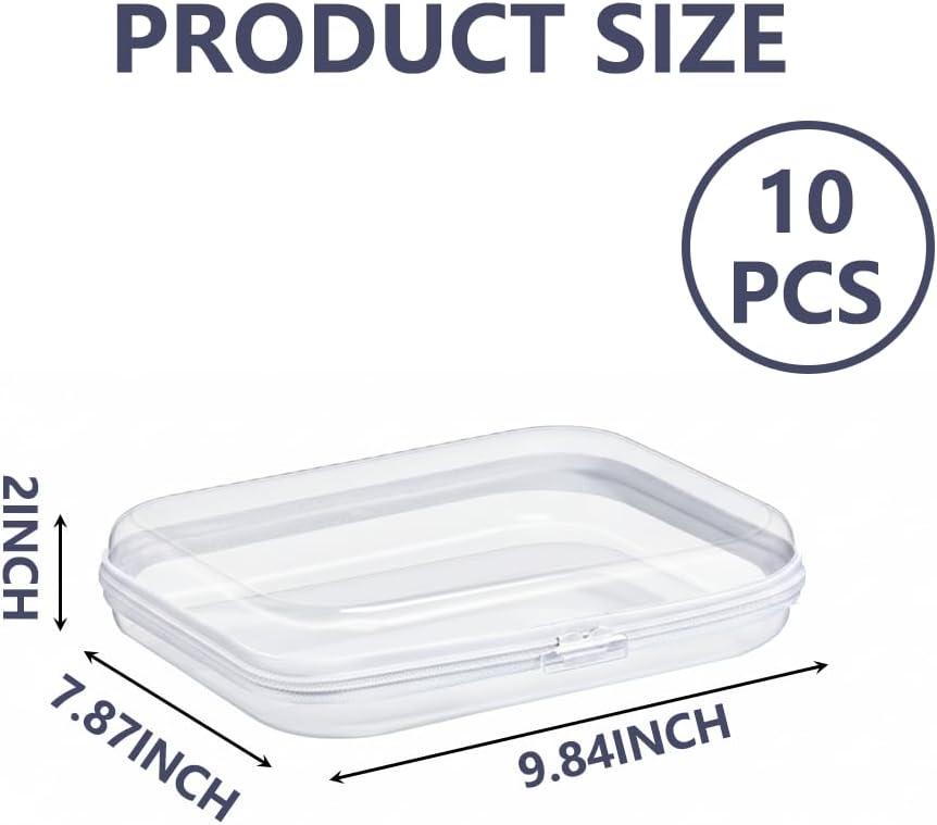 DAYUMKOU 10 Pcs Clear Hard Shell Zipper Case, (9.84x7.87x2 Inch) image 2
