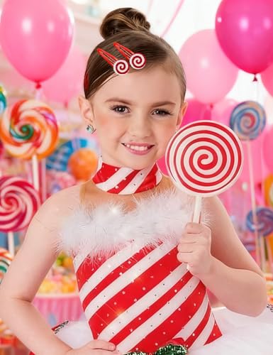 8PCS Christmas Candy Cane Hair clip for Girl Candy Peppermint Stripe Hairpin Lollipop Candy Cane Hair Accessory for Woman XMAS Christmas Stocking Stuffers Birthday Halloween (White + Red) miniatura 2