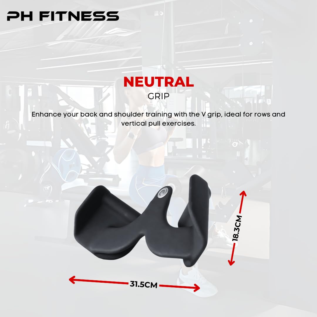 PH Fitness Zestaw Uchwytów do Wyciągu – 5 i 7 Akcesoria do Atlasu i Treningu Pleców – Drążek Lat Pulldown z Opcjonalnym Stojakiem – Gryf na Siłownię (Multigrip Set - 5)