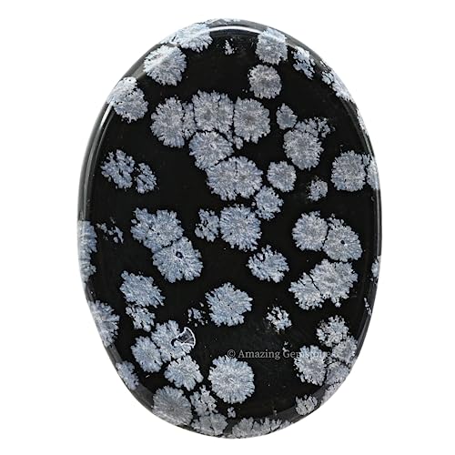 Image of Amazing Gemstone Snowflake Obsidian Worry Stone Crystals and Healing Stones for Stress Relief Gifts - Piedra Crystal Fidget for Meditation - Unique Stocking Stuffers and Birthday Gifts