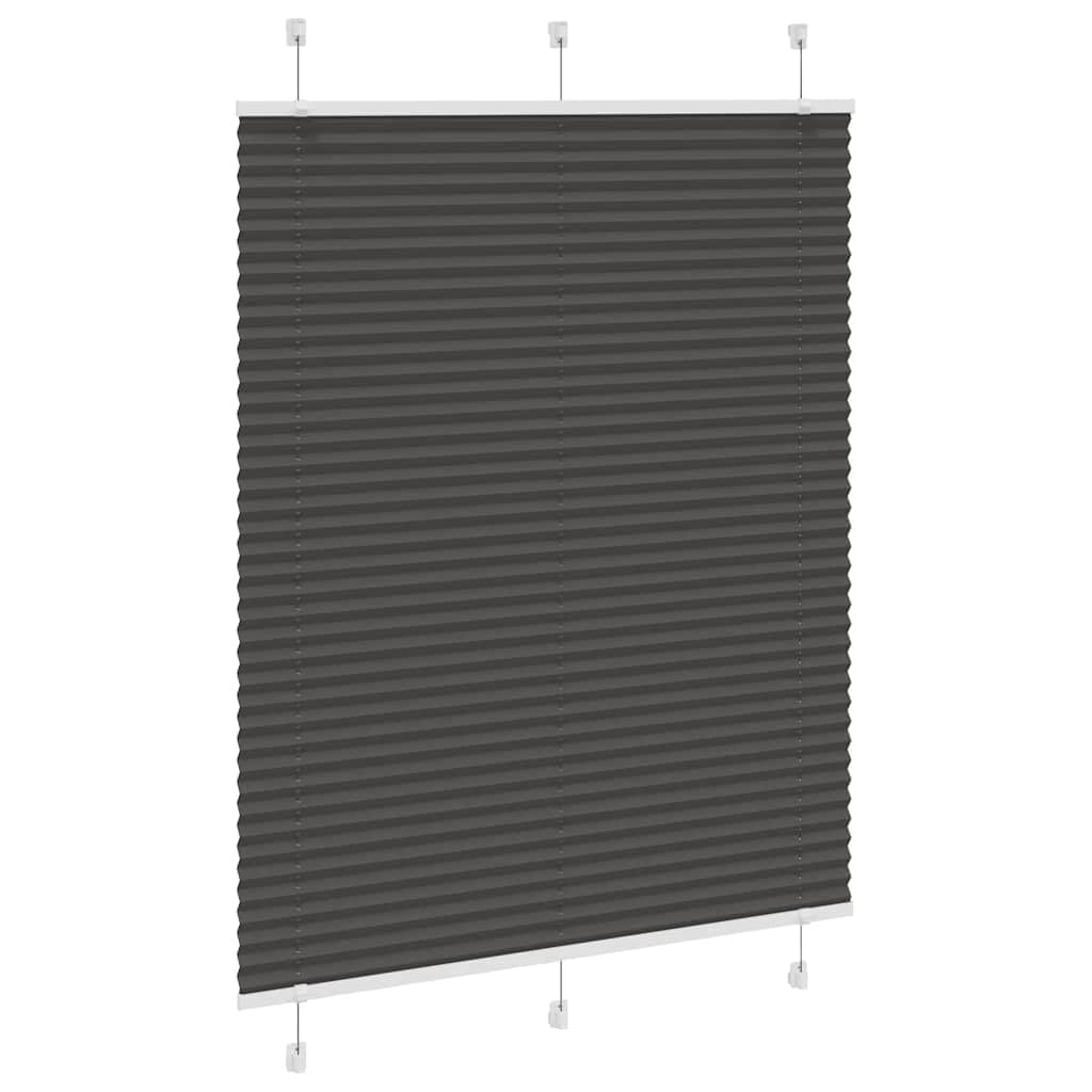 Store plissé Noir 105x100 cm avec Large Tissu Polyester 104,4 cm, Montage Mural ou sans perçage, Protection Solaire et intimité pour fenêtres et Baies vitrées