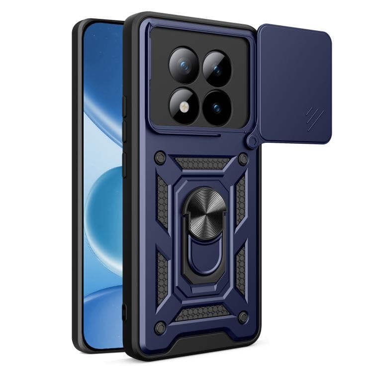 Image of SPAZY CASE Redmi Note 15 Pro Back Cover | Heavy Duty Hybrid Case with 360 Degree Rotating Finger Ring Holder + Slider Shutter Camera Protection Case for Redmi Note 15 Pro - Blue