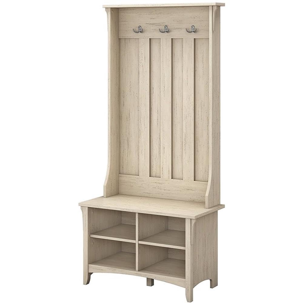 Bush Home Salinas Hall Tree with Storage Bench in Antique White
