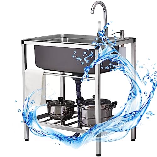 Évier de cuisine avec robinet eau chaude froide et grand égouttoir