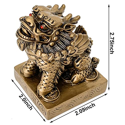 Estatua Feng Shui Chi Lin protector de buena fortuna 2.75 in miniatura 2