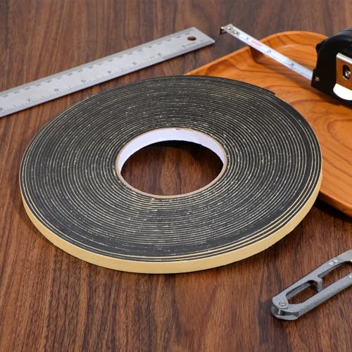 Image of Foam Tape Adhesive Rubber Strips, 49.2ft Rubber Strips with Adhesive Backing, Black PET Automotive Insulation Tape for Soundproofing and Sealing（0.39in Wide, 0.08in Thick