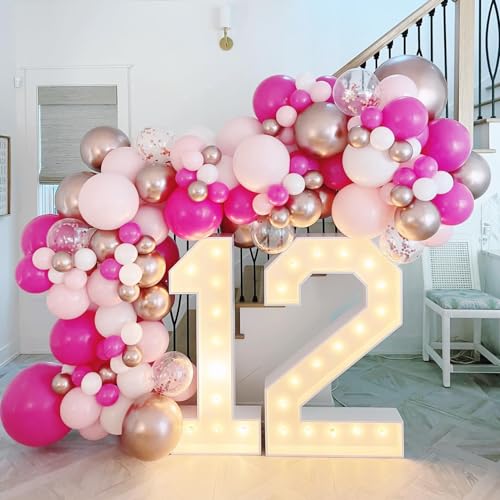Bezente Hot Pink Latex Party Balloons - 150 Pack 5 inch Matte Small Pink Helium Balloons for Wedding Baby Shower Valentine's Day Birthday Party Backdrop Decorations - 2