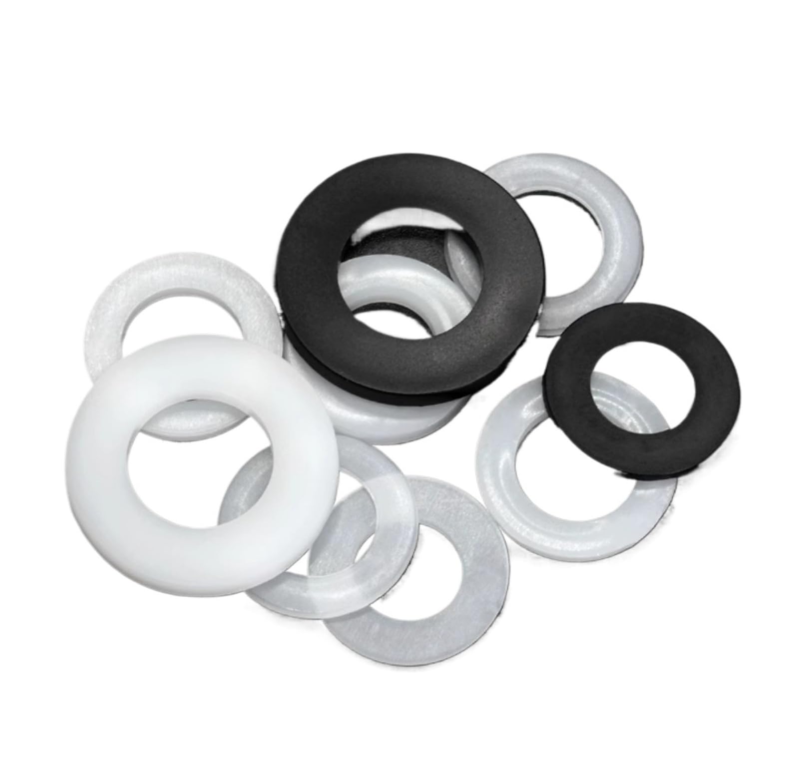 Flache Unterlegscheiben, M2, M3, M4, M5, M6, M8, Kunststoff-Unterlegscheibe, Nylon, einfarbig, Abstandshalter, Isolierung, Dichtungsring, weiß, schwarz, 100 Stück, und langlebig (weiß, M6 x 12 x 1,2