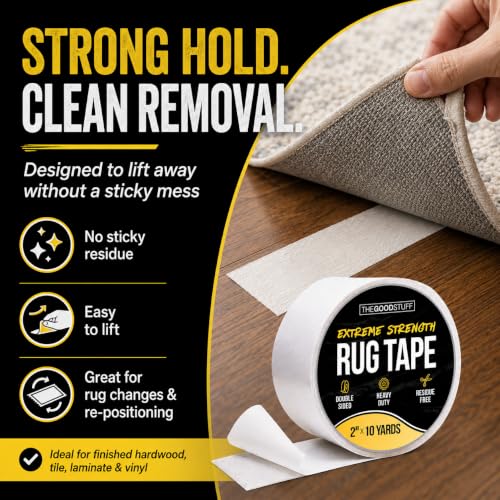Image of The Good Stuff Double Sided Rug Tape [2 Inch x 10 yd] Secure Area Rugs