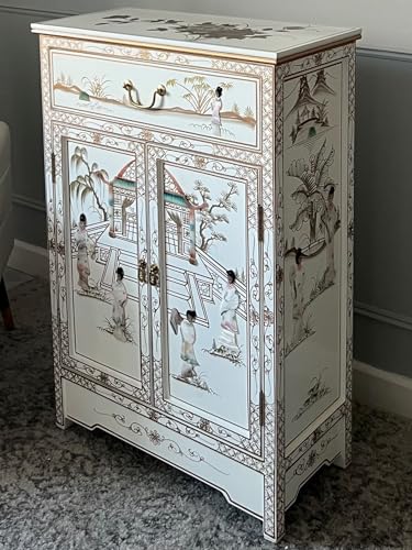 Chinese Oriental Furniture Lacquer Cabinet with Mother of Pearl