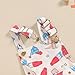 Adobabirl Toddler Baby 4th of July Outfit Girl Boy American Flag Overall Shorts Suspender Denim Jumpsuit with Pocket (US, Age, 4 Years, 5 Years, Ice Cream Beige)