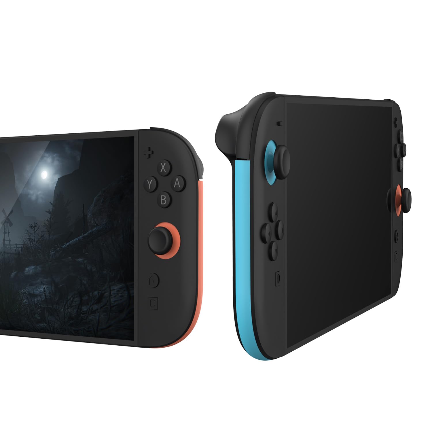 Tira Decorativa para Mandos Switch 2, Tiras Decorativas para Mandos Izquierdo y Derecho, Kit de Recambio para Juegos Accesorios (Izquierda azul + Derecha naranja)