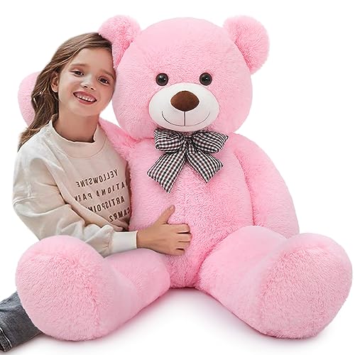 Image of MaoGoLan Giant Teddy Bear 4 Feet,Adorable and Cuddly Big Teddy Bear Stuffed Animal 47 inch, Pink Teddy Bear Plush Gift Decoration for Baby Shower,Party,Birthday,Valentines Day