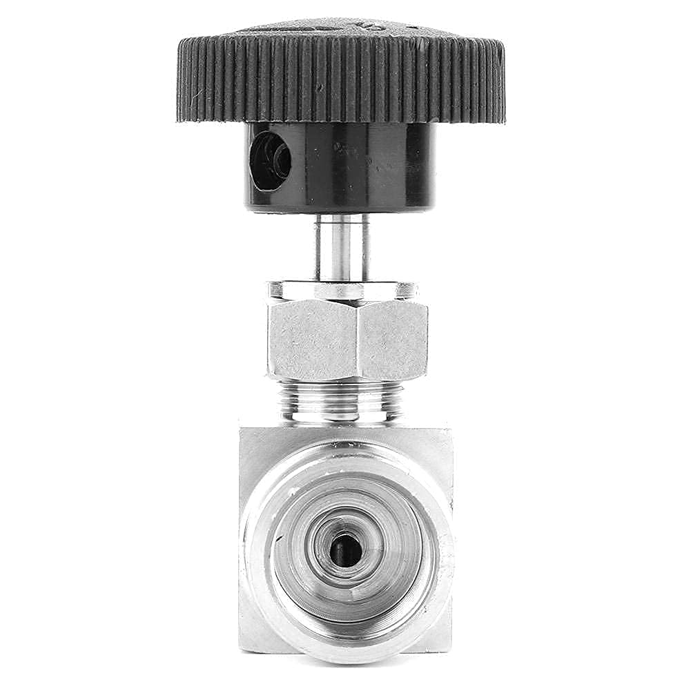 Vanne à pointeau droite en acier inoxydable, poignée noire 3/8 pouces, BSPP, filetée interne, for famille, industrie, automobile, jardin