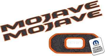 Mojave Hood Graphic Vinyl Decal fits Jeep Wrangler/Mojave JL/JT 2019-2026 topo map Gray Fill with Black Lines, Orange Outline Set of 2 | FJ3F0