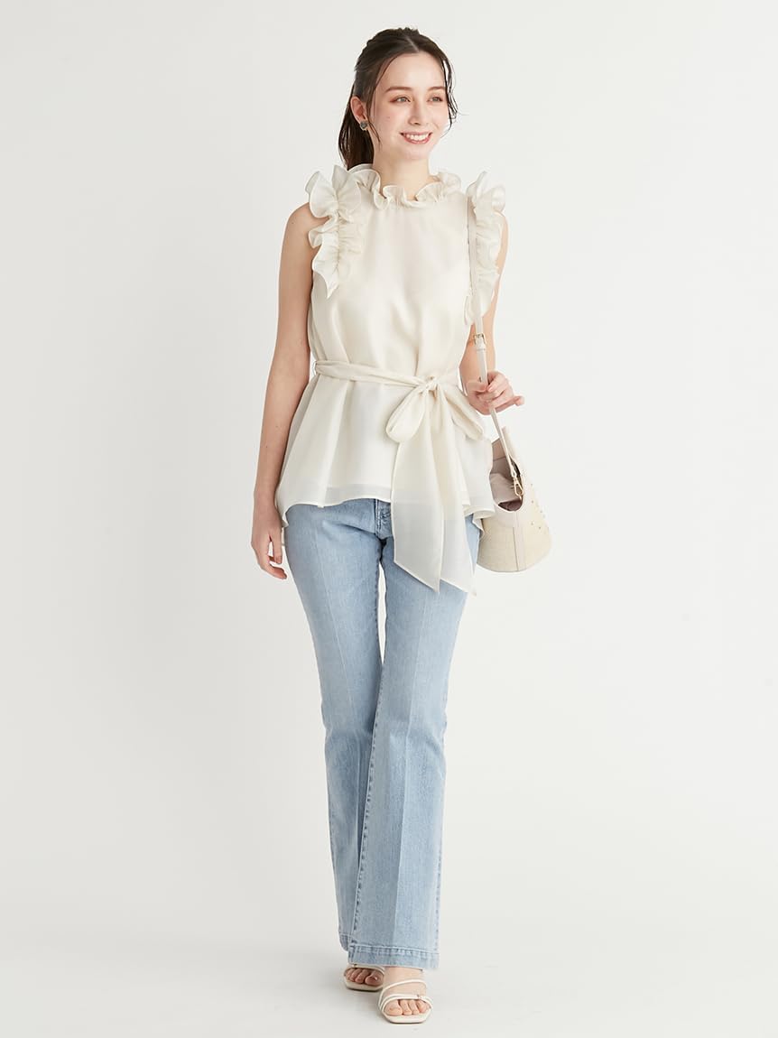 Amazon | [セルフォード] Aラインフレアラッフルブラウス CWFB254035