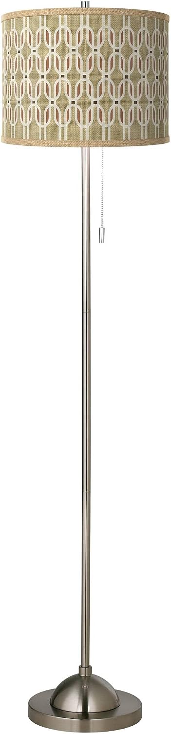 Giclee Glow Rustic Mod Print Shade on Brushed Nickel Pull Chain Floor Lamp