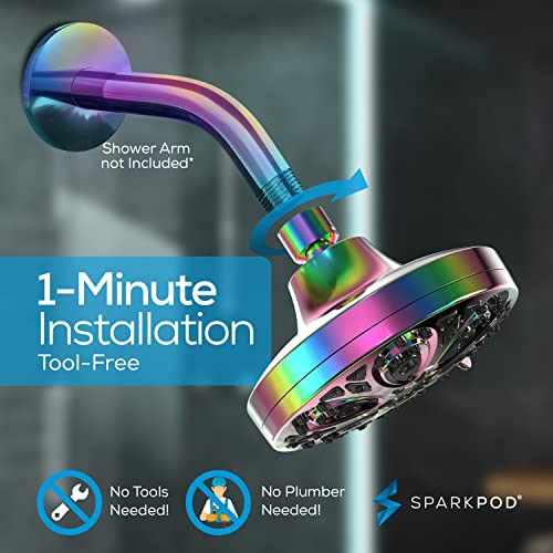SparkPod Rain Showerhead with 8 Spray Settings High Pressure Shower