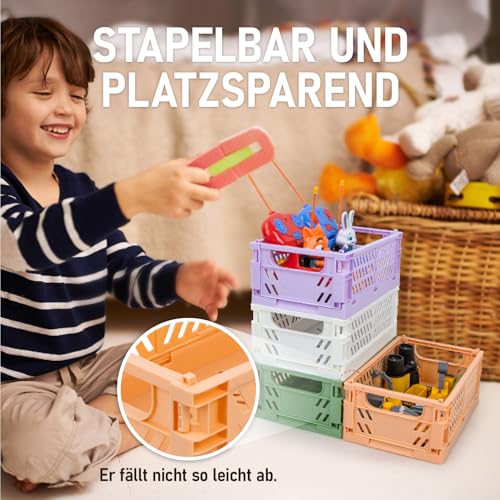 iHomara 4X Faltbarer Aufbewahrungskorb, Stabiler Klappkorb (25 * 16 * 10cm), Multifunktionaler Aufbewahrungsbox Organisation für Schrank, Bücherregal, Badezimmer, Schlafzimmer, Küche