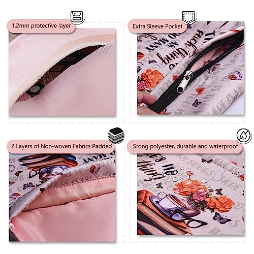 LParkin Book Cover with Zipper, There's Nothing Like Too Many Books Protective Cover, Washable Cloth Book Covers - Image 3