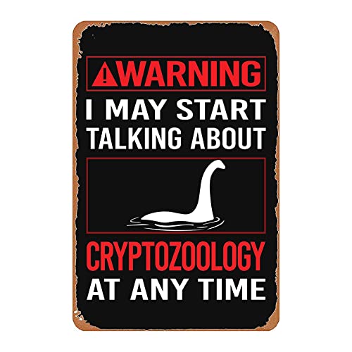 Red Warning Cryptozoology Cryptid Cryptids Wall Decor Tin Sign Bar Wall Art Kitchen Farm Man Cave Party 12"x8" Metal Sign Bar
