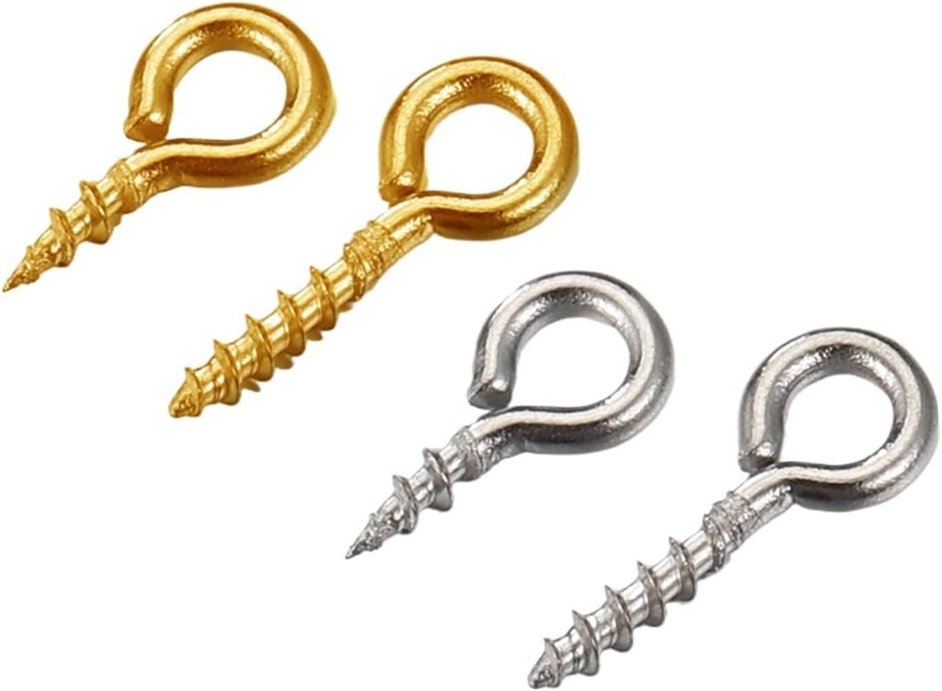 Small Screw Eye Pins，Metal Screw Eyes Pin， 50pcs/100pcs Stainless Steel Small Eye Pins Eyepins Eyelets Screw Gold Color Clasps Hooks for DIY Jewelry Making Findings (Color : Gold Color-50pcs, Size :