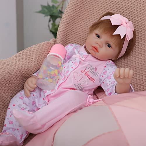 VUGO Muñecos Reborn 22 Pulgadas 55 Cm Hecha a Mano Suave Silicona Vinyl con Ojos Azules Bebe Reborn Niño Niña Juguetes Barato Bebé Reborn Regalos de Cumpleanos