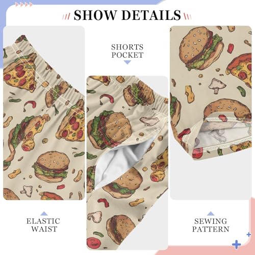 ALAZA Pizza Hamburger Cute Stylish Pajama Lounge Pants Long Sleep Pajama Bottoms with Pockets4