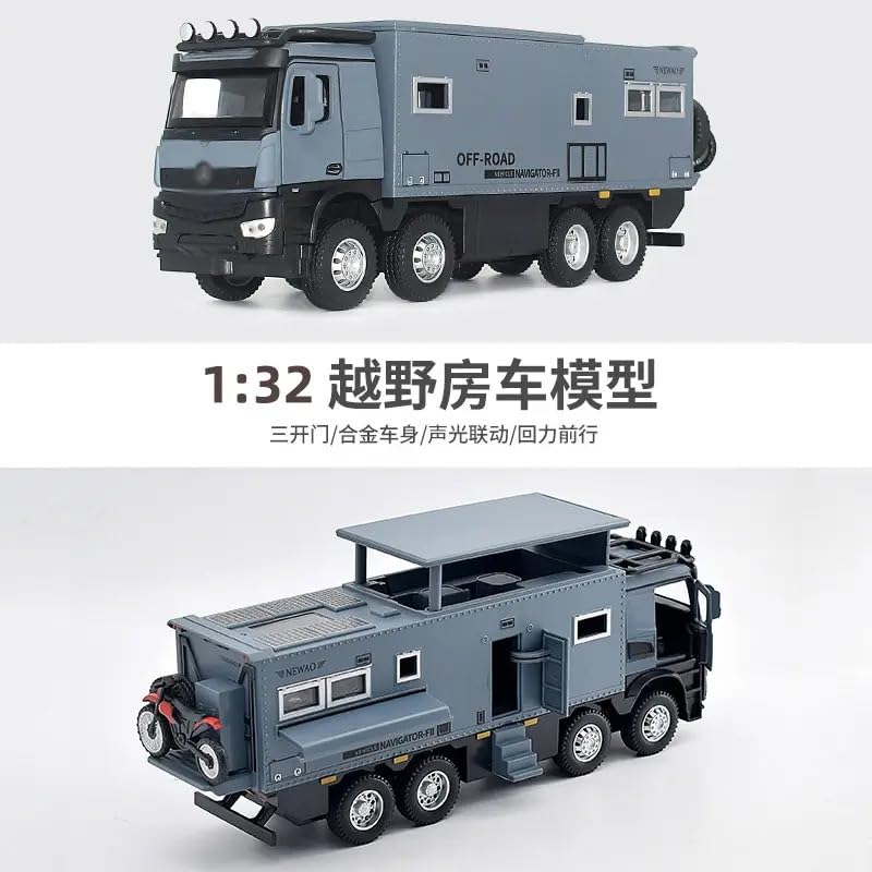 Image of Scale Exclusive Alloy Metal Pull Back | Die-cast Car Model with Sound Light Mini Auto Toy for Kids Metal Model Toy Car with Sound and Light (1.32 Scale Offroad MOTORHOMES-Blue)