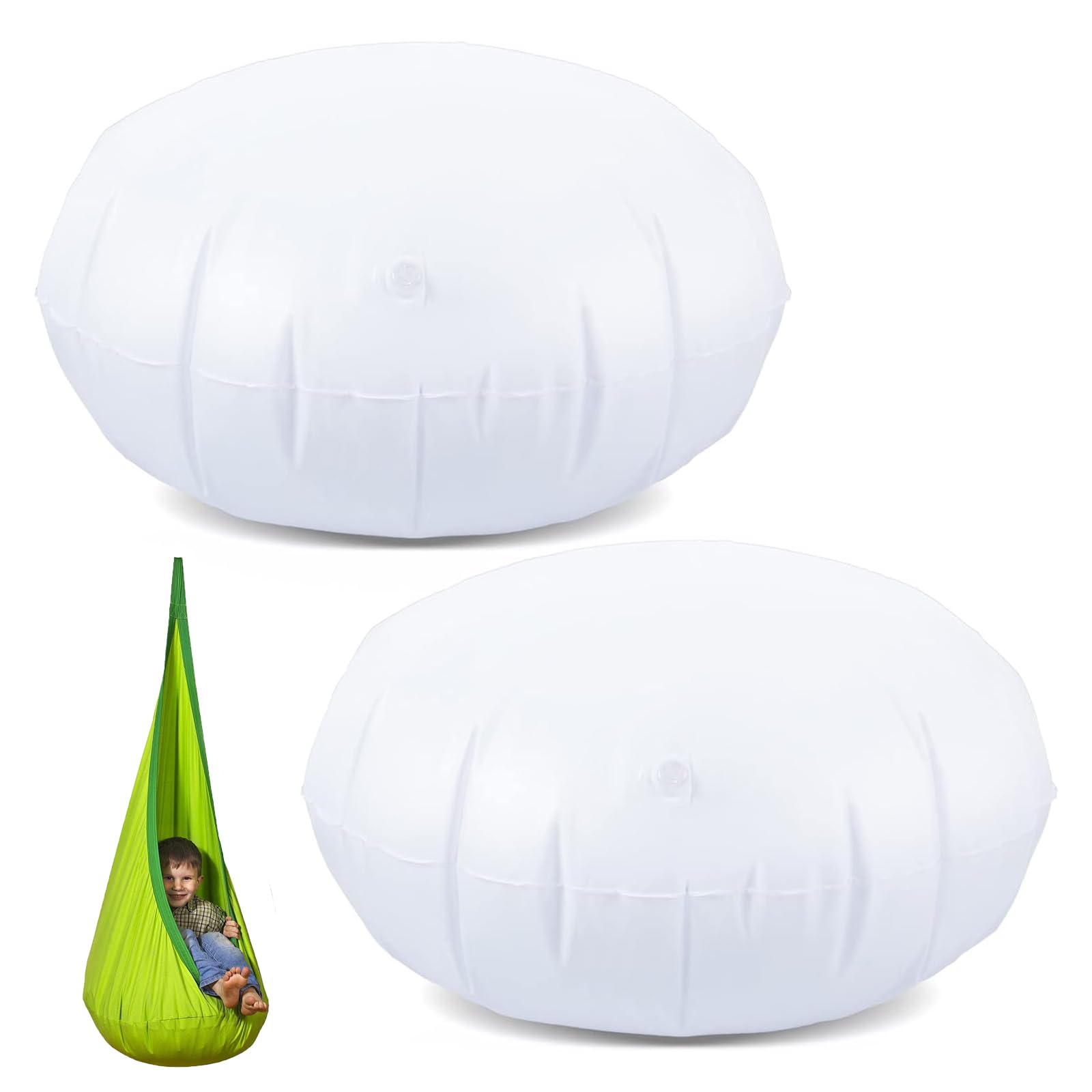 VIsuIvit Kids Swing Pod Chair Replacement Inflatable Cushion 27.5 in Thicken PVC Swing Hammock Cushion Fits Most Pod Hanging Sensory Chairs for Indoor and Outdoor (2PCS)