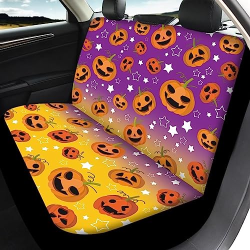 Image of Funny Custom Women Men Car Seat Cover Full Set Breathable Elastic Fitted Pumpkin Halloween Automotive Seat Protector Non Slip Full Coverage Two Front Seat Covers Rear Back Bench for Most Trucks SUV