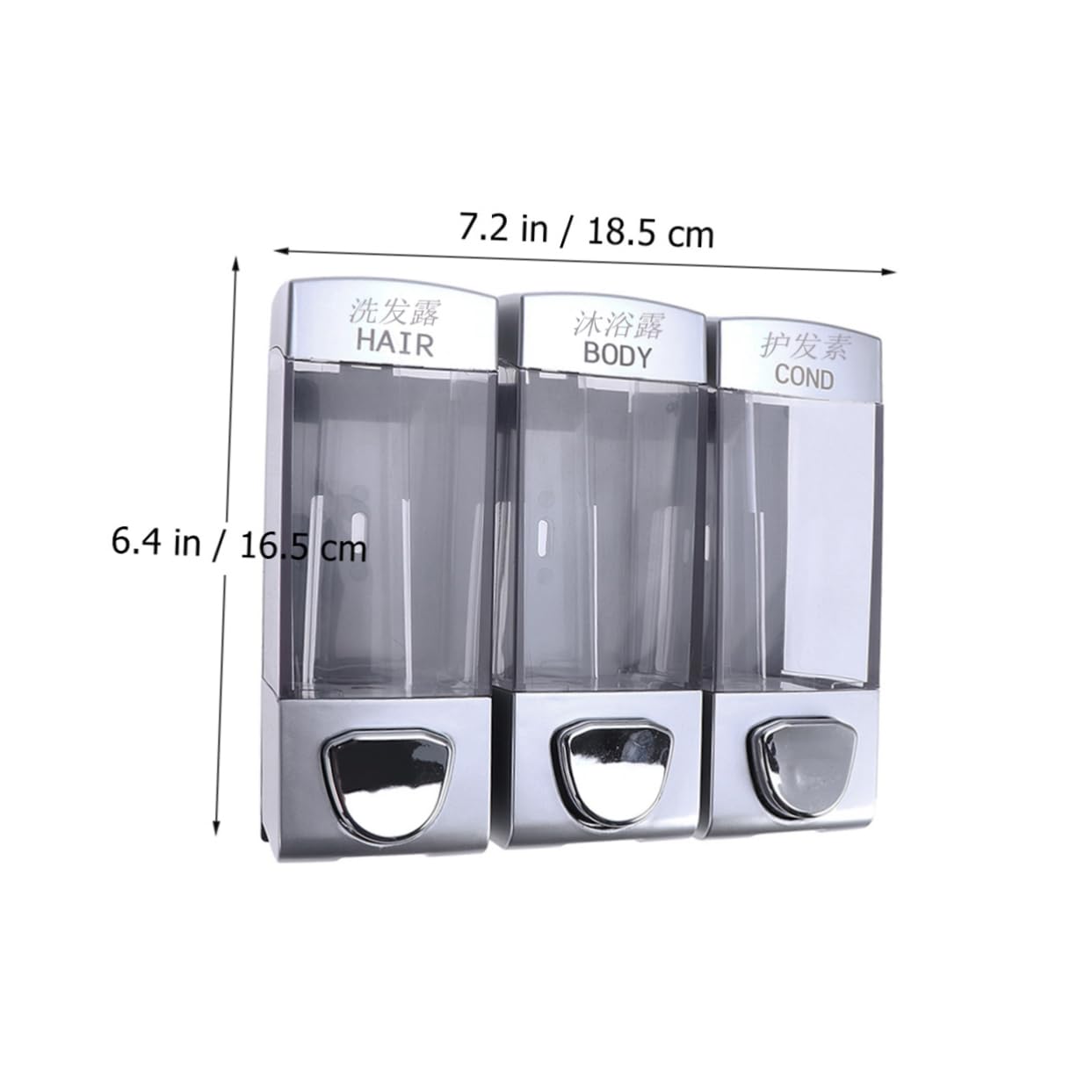 Dispenser Sapone da Muro con Tre Uscite in Plastica | Bagno e Hotel, Installazione Semplice, Erogatore per Shampoo, Gel e Balsamo