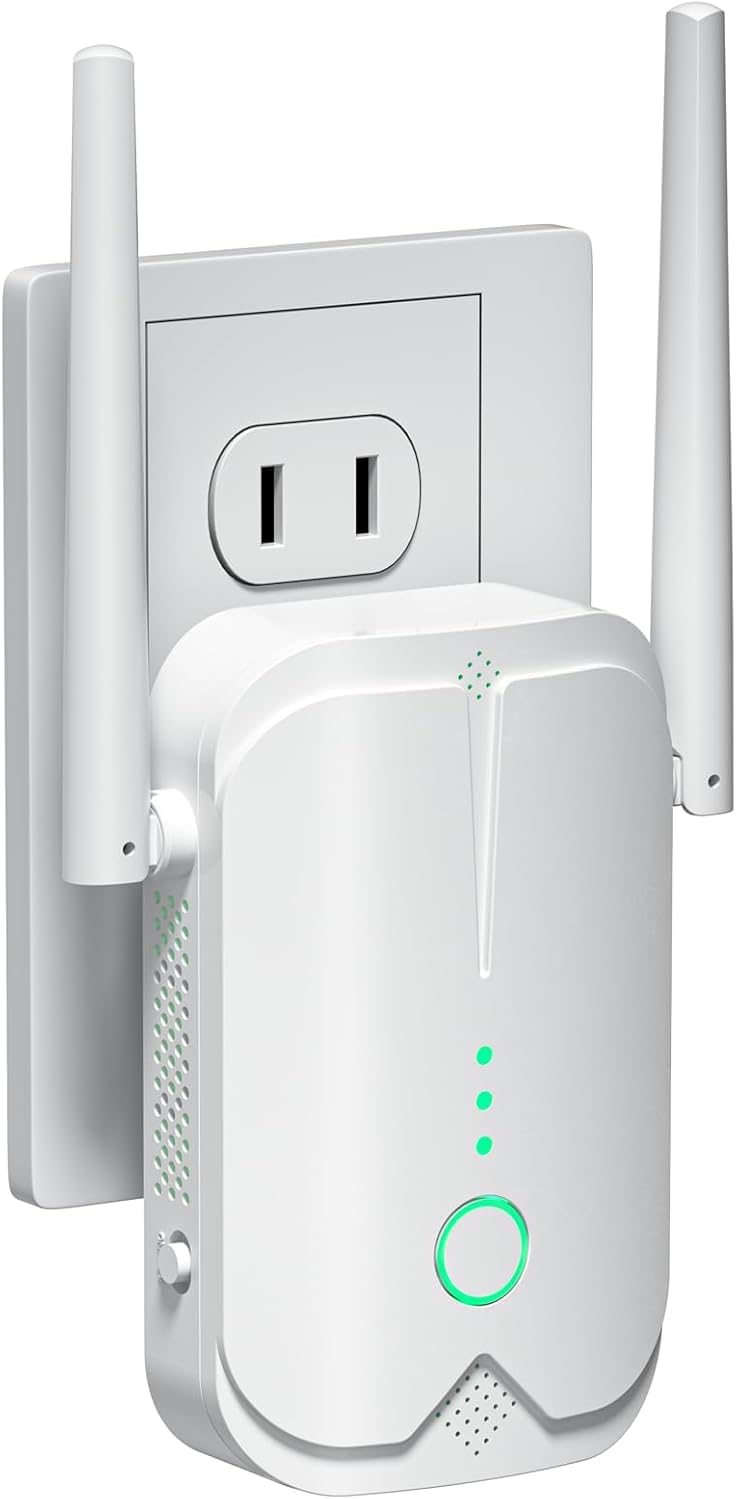WiFi Extender, WiFi Signal Booster Up to 9000sq.ft and 55 Devices, WiFi Range Extender, Wireless Internet Repeater, Long Range Amplifier with Ethernet Port, 1-Key Setup, Access Point, Alexa Compatible