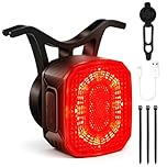 Ainiv Smart Bike Tail Light with Brake Sensor, Square Dual Mount, 6 Lighting Modes, USB C Rechargeable Bicycle Taillight, IPX6 Waterproof, Safety Warning Rear Bike Light for Night Riding Mount