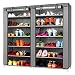 TXT&BAZ 36-Pairs Portable Shoe Rack Double Row with Nonwoven Fabric Cover (7-Tiers Grey)