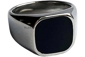 Solid 925 Sterling Silver Cushion Shape Onyx Ring for Men