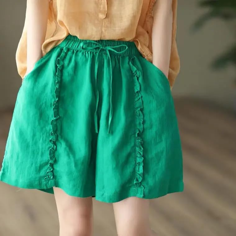 Summer Shorts for Women Elastic Waist Wide-Leg Pants Casual Shorts