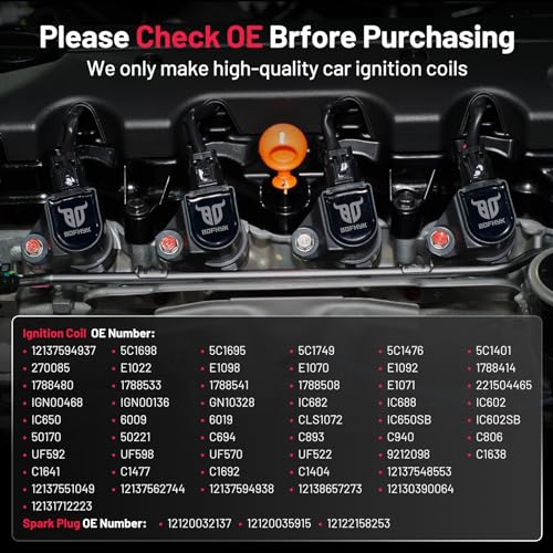 BDFHYK Ignition Coil Pack UF592 and Double Iridium Platinum Spark Plugs Compatible with 2006-2007 BMW 328i X3 X5 525i 530i 530xi 325i 325xi 330i 330xi 3.0L 2.5L L6 Coil for UF592 12120032137 Set of 6 by BDFHYK - Image 5