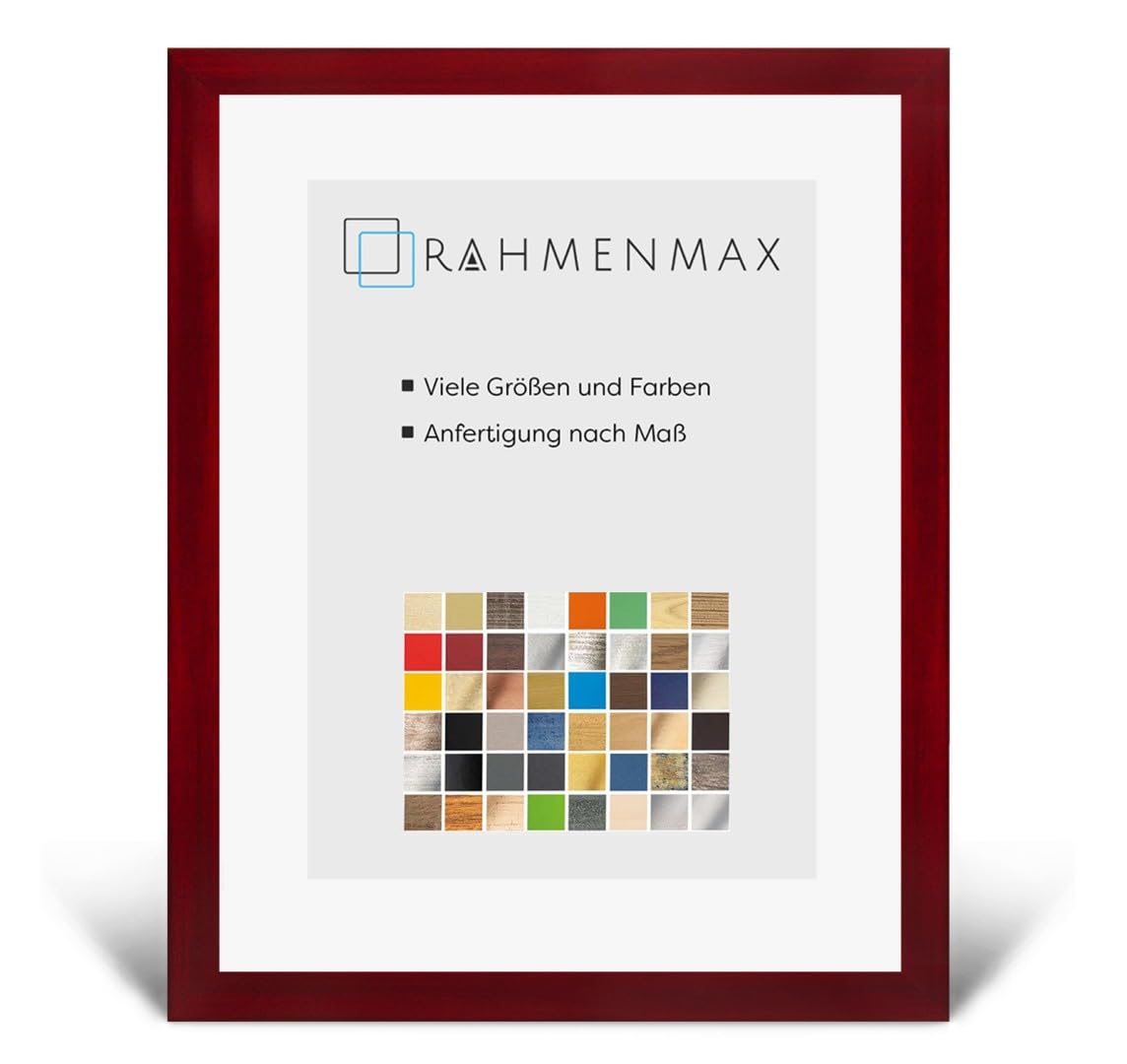 Morena MDF Rahmen für Bild 84x119cm Weinrot gewischt mit Acrylglas | zum Aufhängen Hoch- und Querformat/Weiße Rückwand/Maßanfertigung möglich/Puzzle Rahmen/mit 1mm Antireflex Acrylglas