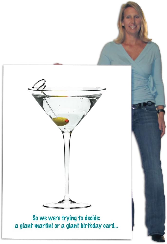 VictoryStore Jumbo Greeting Cards: Giant Birthday Card (Funny Martini) 3 feet x 4 feet Card with Envelope