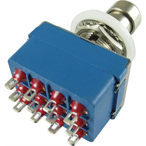 Footswitch - Quad Pole, Double Throw (4PDT), Blue, 12 Pins