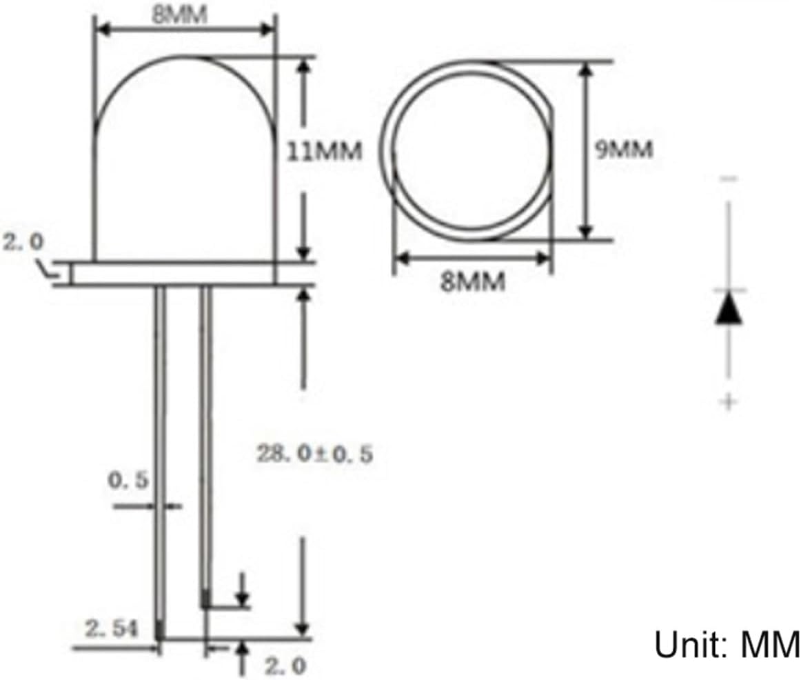 SaNzia 10 PCS 8mm LED Diode White Diffused Lighting Bulb Lamps Electronics Components Indicator Circuit Light Emitting Diodes (Color : Fog Yellow)