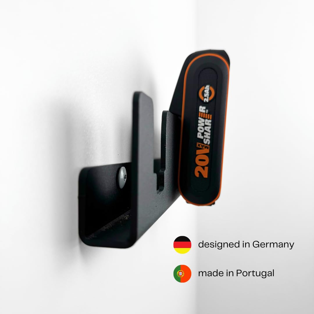 molemo Metalowy uchwyt do akumulatora Worx 20 V, uchwyt ścienny, 3 akumulatory