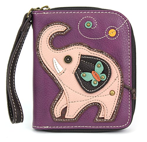 Charming Chala Wallet Credit Cards Coins Wristlet (Purple Elephant)