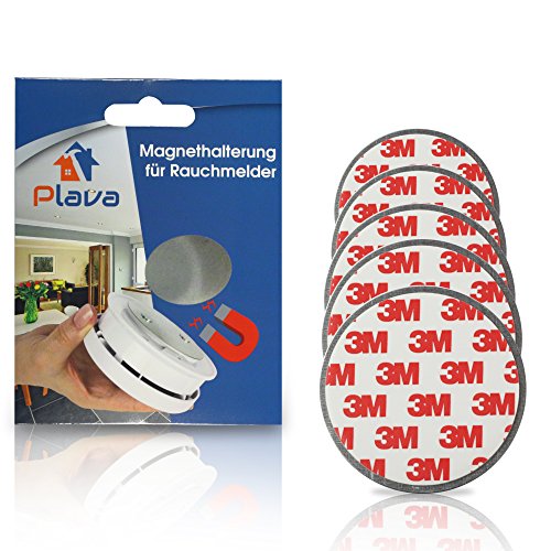 Preisvergleich Produktbild PLAVA 5X Rauchmelder Magnethalter - 3M Magnetbefestigung für Rauchmelder 5 Stück - Schnelle und sichere Montage - Extra Starke Magnethalter für Rauchmelder - Magnethalterung Rauchmelder