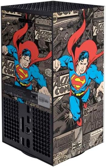 Skinit Decal Gaming Skin Compatible with Xbox Series X Bundle - Officially Licensed DC Comics Superman Vintage Action Pose Pattern Design